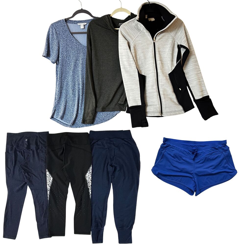 Athleta Activewear Bundle S/M | 3 Leggings, Jacket, 2 Tops, Shorts